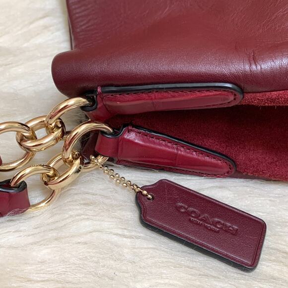 COACH MADISON Burgundy Leather & Suede PHOEBE Shoulder Bag Hobo F38415 - Picture 13 of 16